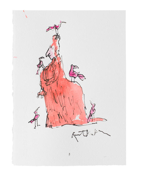 Bonhams Sir Quentin Blake British Born 1932 Edwardian Lady With Birds Unframed Executed