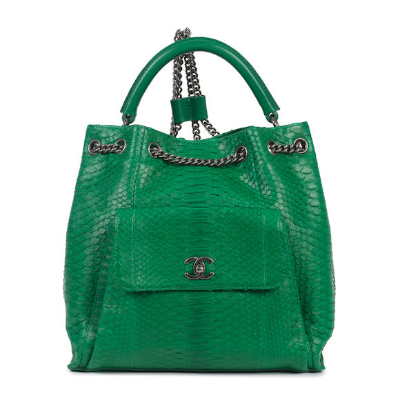 Karl Lagerfeld for Chanel an Emerald Green Python Urban Luxury Backpack  Spring 2016 (includes serial sticker) - Bonhams
