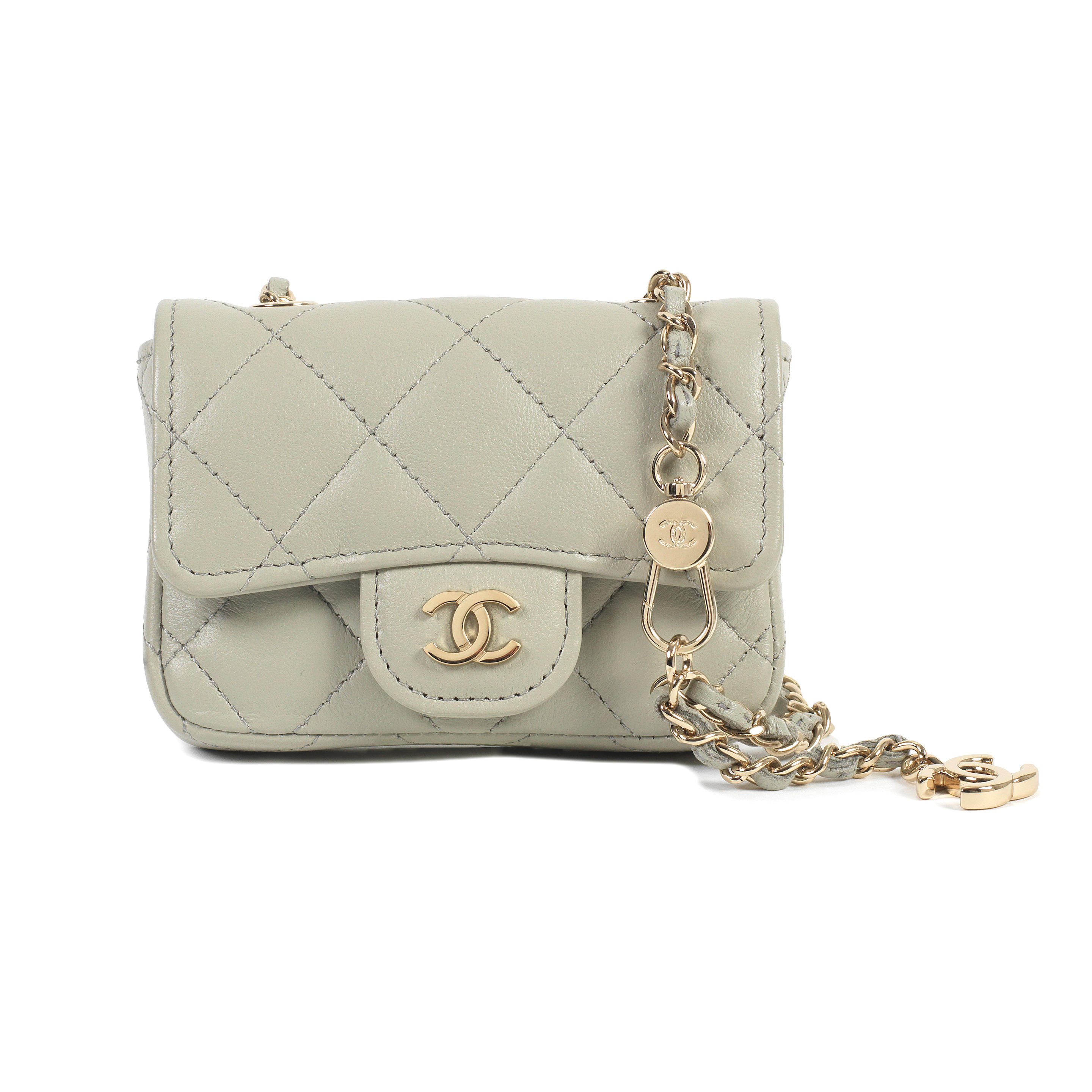 Bonhams : Virginie Viard for Chanel a Grey Calfskin Mini Chain Belt Bag  2021 (includes serial sticker and dust bag)