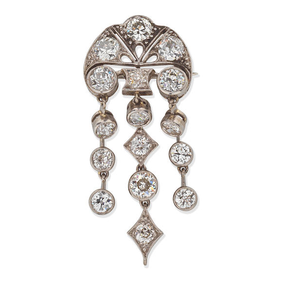 Bonhams : DIAMOND WATERFALL BROOCH,