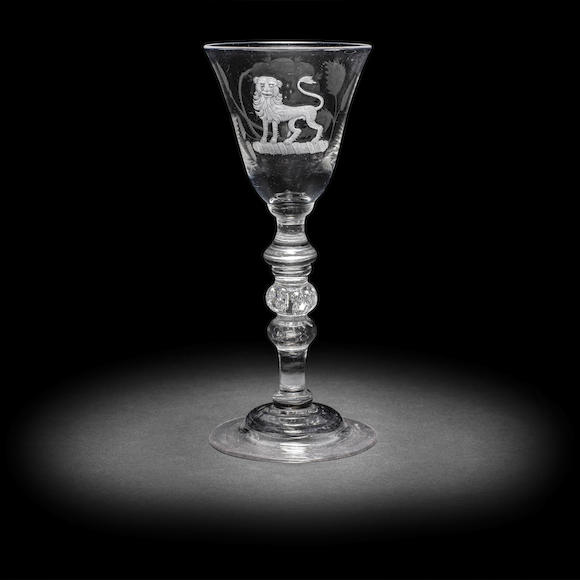 Bonhams A Fine Engraved Jacobite Light Baluster Wine Glass Circa 1750