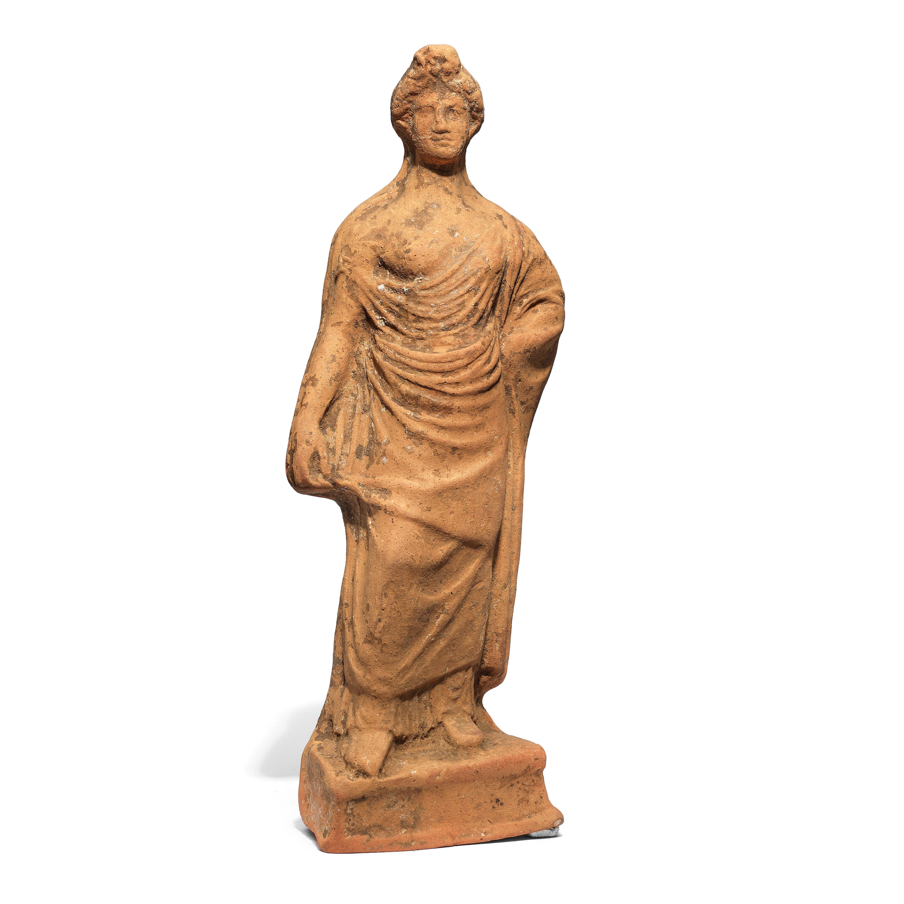 A Greek terracotta standing female figure