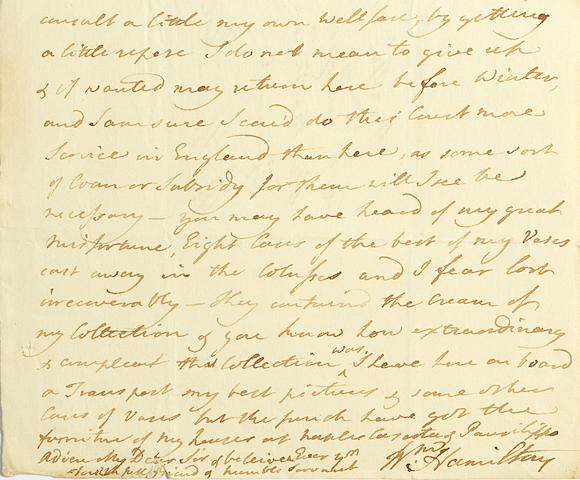 Bonhams : HAMILTON (SIR WILLIAM) Three autograph letters signed (Wm ...