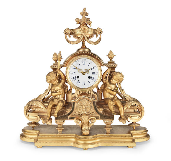 Bonhams : A late 19th century French gilt brass and gilt metal figural ...