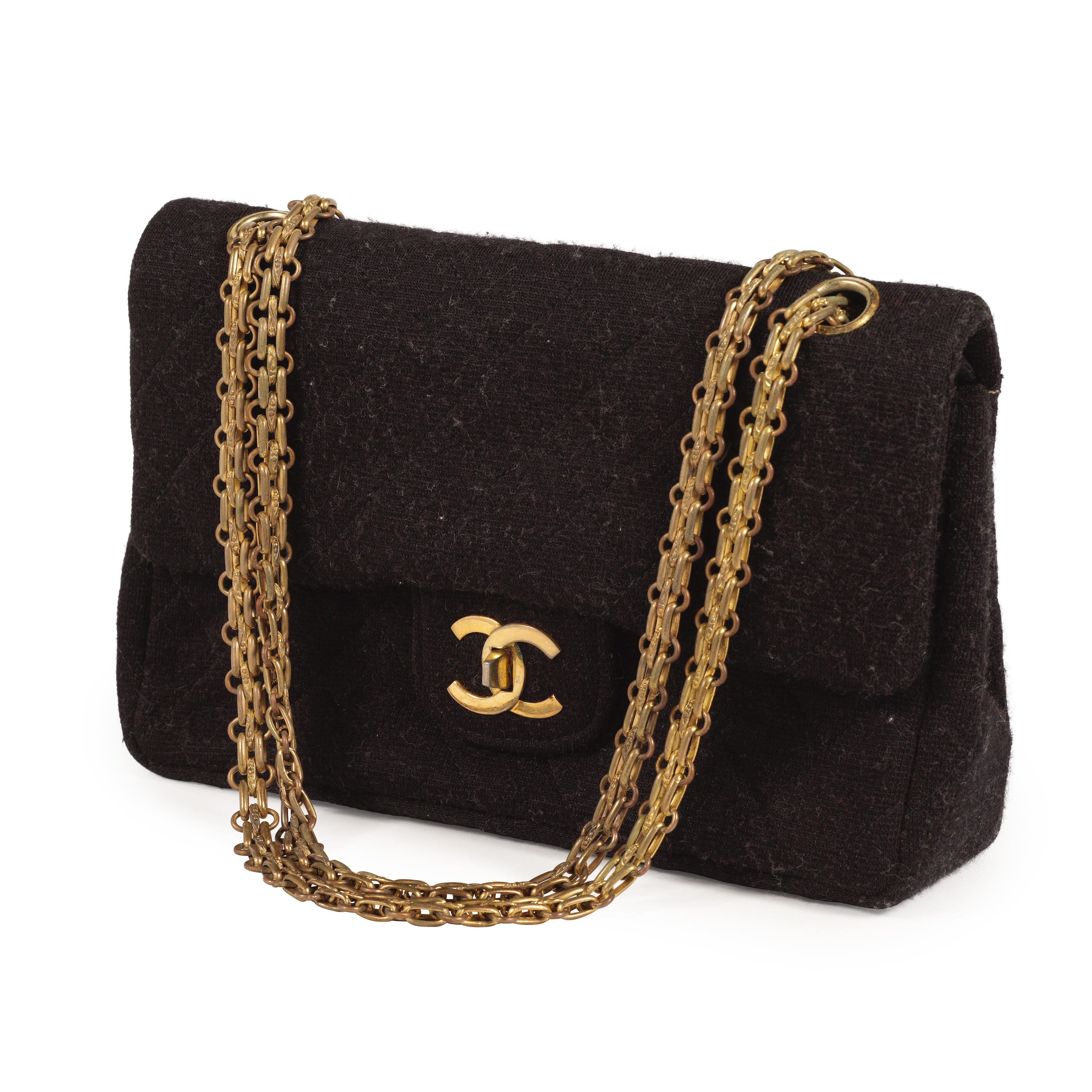 Bonhams : Chanel a Black Jersey Double Flap Bag 1970s