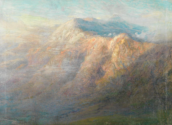 Bonhams : Alfredo Helsby (Chilean, 1862-1933) Sunlight over the mountains