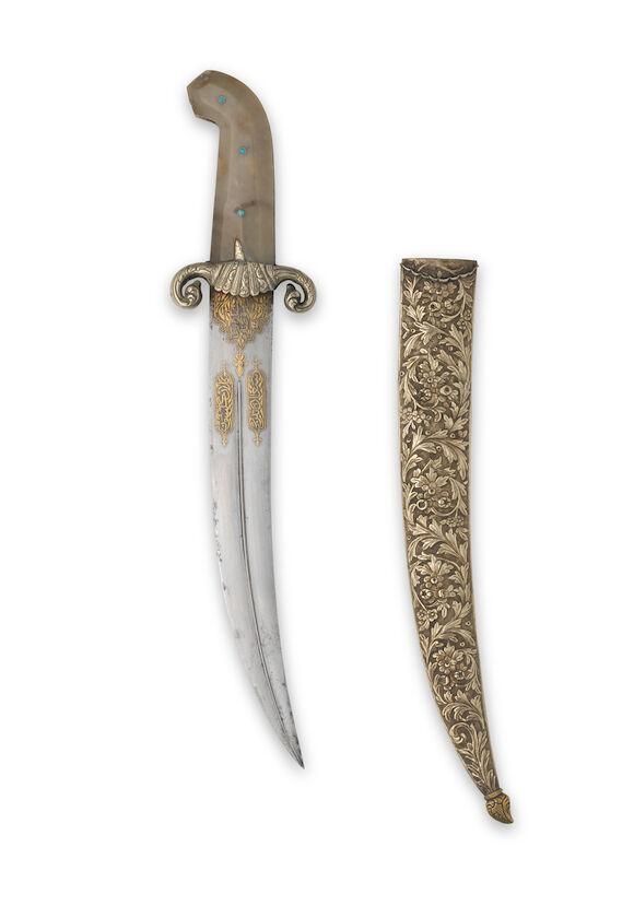 Bonhams : An Ottoman silver-mounted dagger with jade grips Turkey ...
