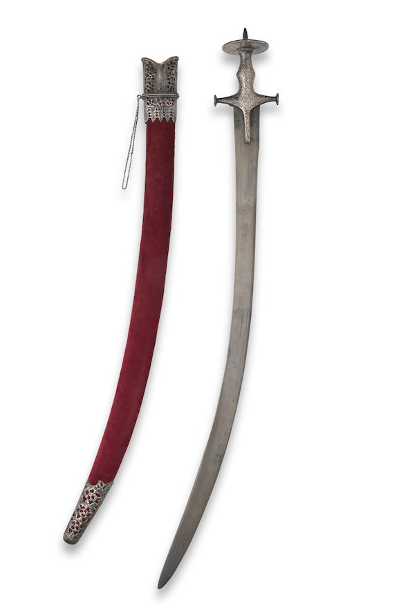 Bonhams A Silver Koftgari Steel Sword Tulwar North India 19th Century