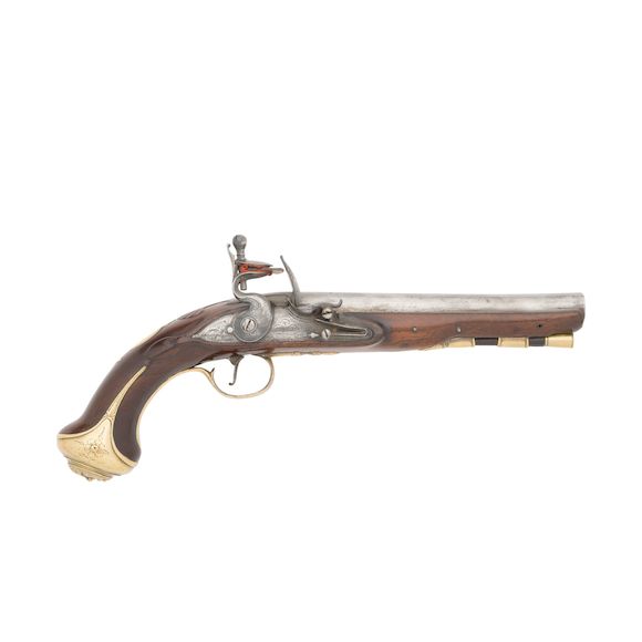 Bonhams : An 18-Bore Flintlock Brass-Mounted Pistol