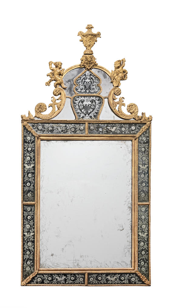 Swedish Etched Glass and Bronze D'ore Mirror in Style of Burchard Precht