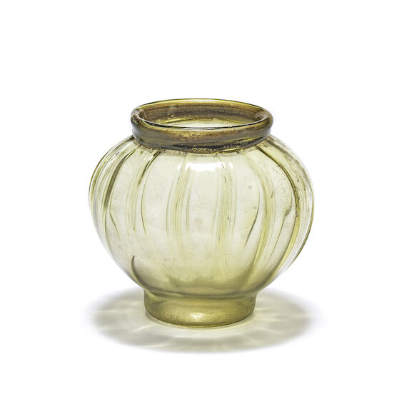 Spherical Jar Bonhams : A Gallo-Roman yellow-green glass ribbed spherical jar