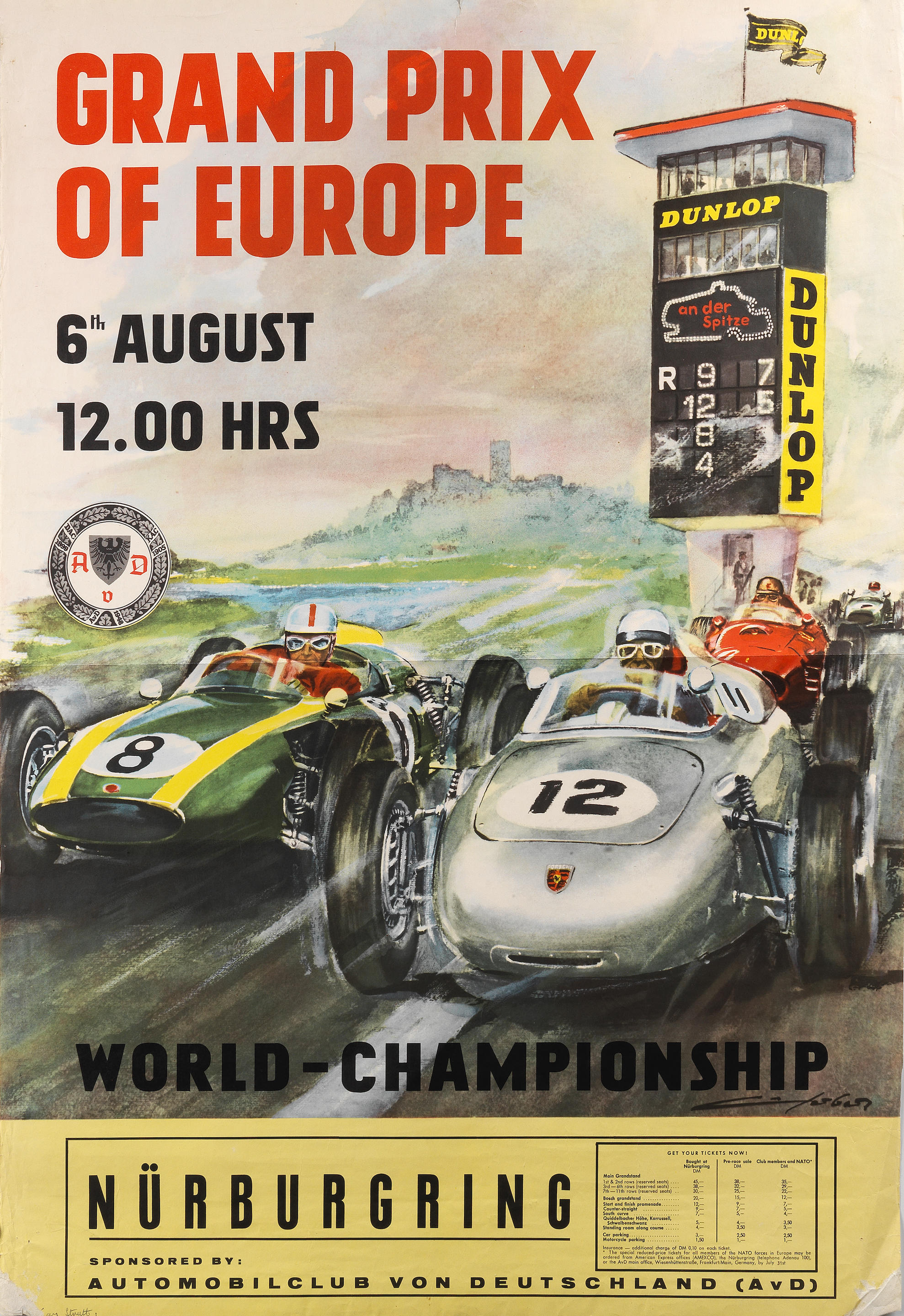 Bonhams Cars : A 1961 European Grand Prix Nurburgring race poster,