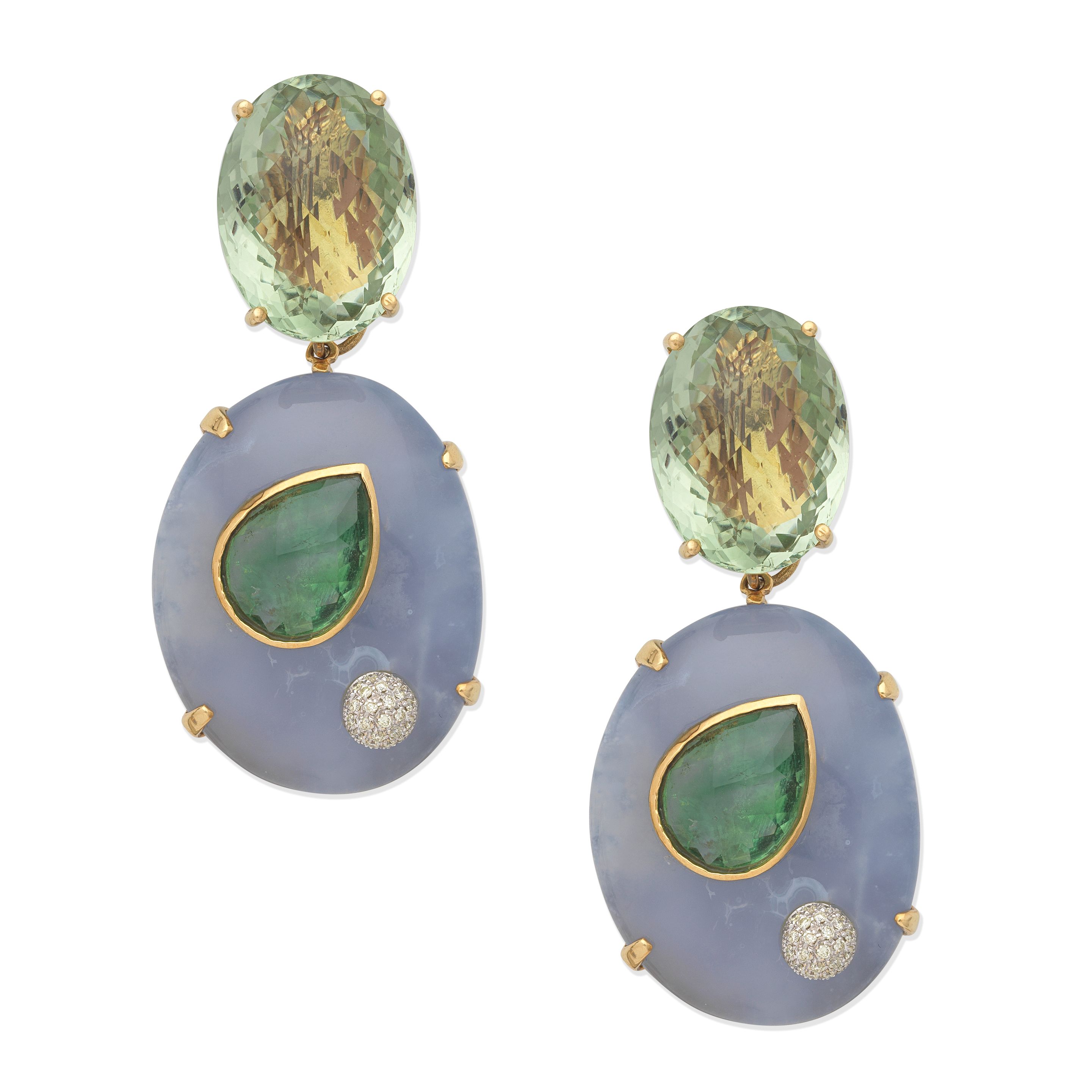 GEM-SET PENDENT EARRINGS