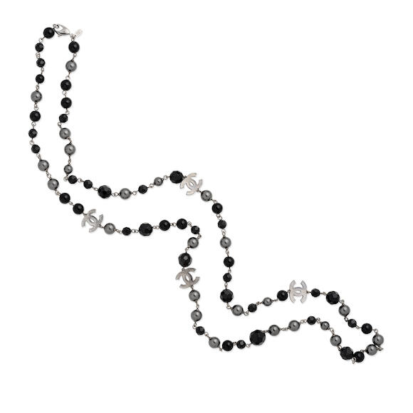 Bonhams Karl Lagerfeld for Chanel a Simulated Black Pearl, Beads and CC Long Necklace 2010