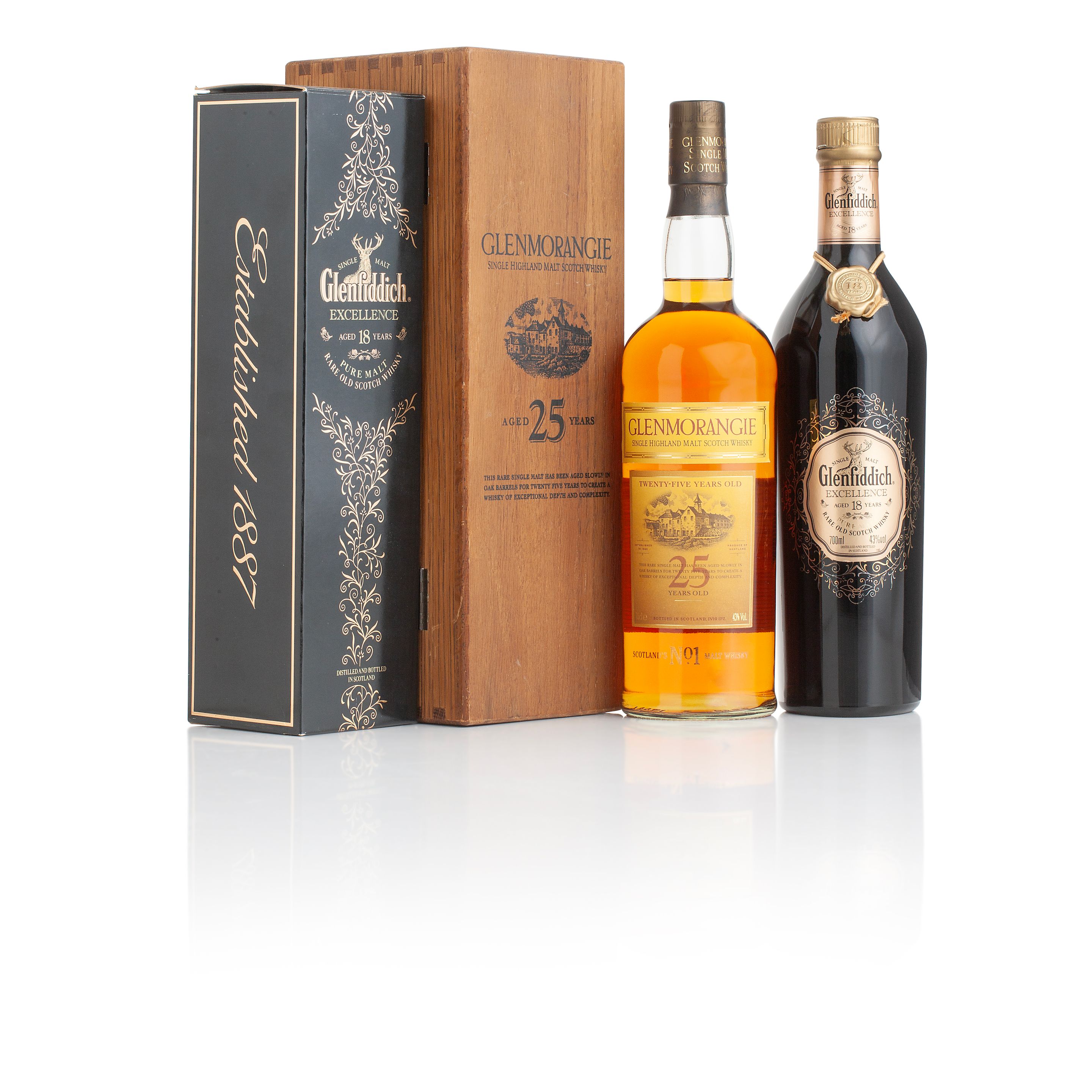 Bonhams : Glenmorangie-25 year old Glenfiddich Excellence-18 year old