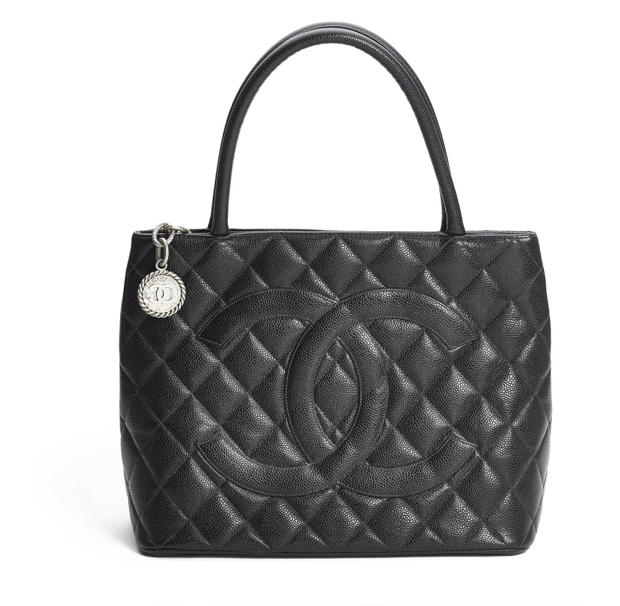 Lot - Chanel Quilted Handbag with Wood Handles