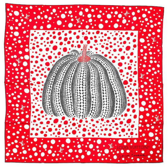 Bonhams Louis Vuitton x Yayoi Kusama a Pink Silk Pumpkin scarf