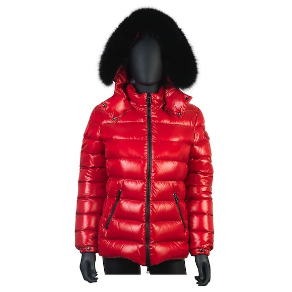 Bonhams Moncler: a Red Badyfur Short Down Jacket