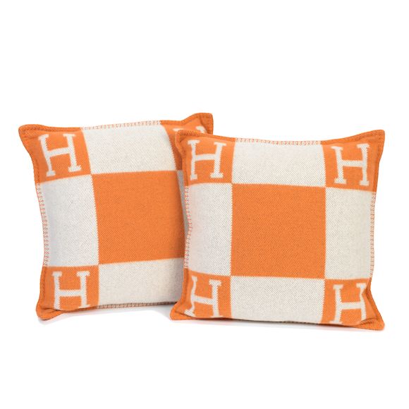 Chăn Hermès HM Avalon Throw Blanket Écru / Potiron Màu Cam | Vua Hàng Hiệu