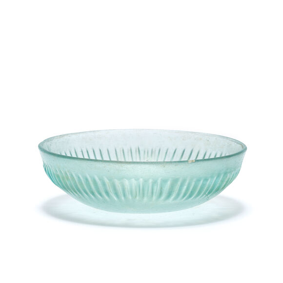 Bonhams : A Roman blue glass ribbed bowl