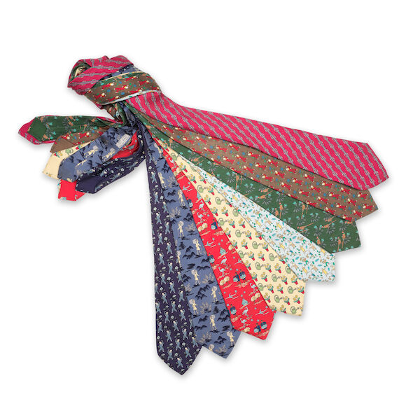 Lot De 8 Cravates Dont 3 Hermès En Soie - Occasion - Multicolore - Pour Homme - Élégance Assurée