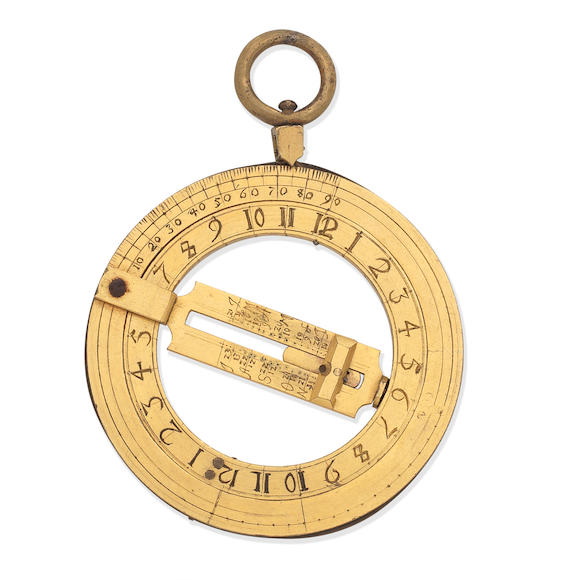 Bonhams : A small gilt brass universal equinoctial ring dial ...