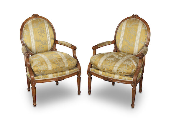Bonhams : A pair of French 19th century walnut fauteuils or armchairs ...