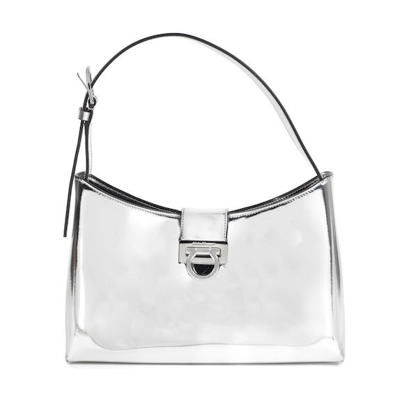 Bonhams : Salvatore Ferragamo a Metallic Silver Trifolio Shoulder Bag