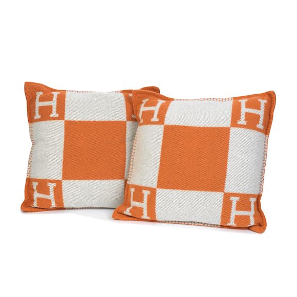 Bonhams Hermès Two Potiron Avalon Pillows 2023 (includes dust bags)
