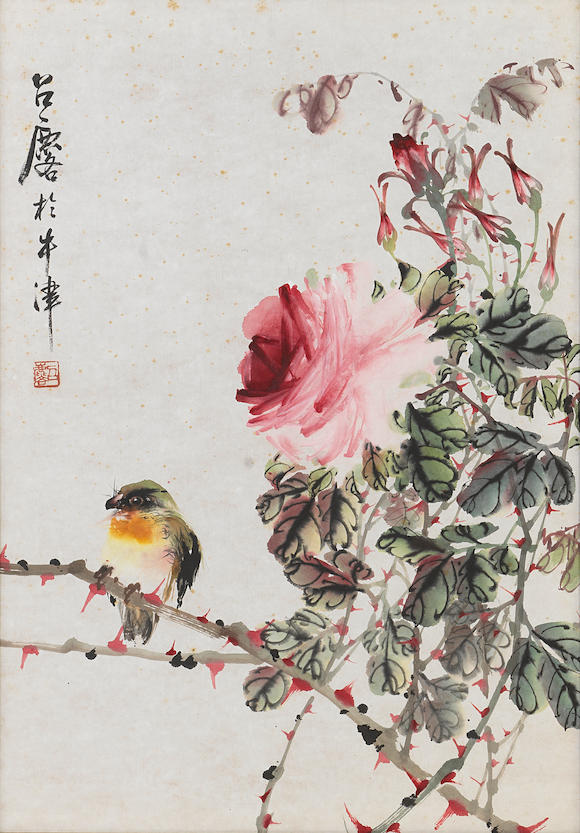 Bonhams : FANG ZHAOLING (1914-2006) Bird on a Flowering Branch