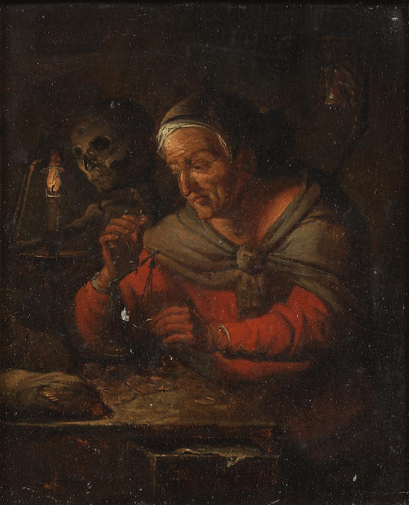 Bonhams : Manner of Mattheus van Helmont, 18th Century The Miser and Death