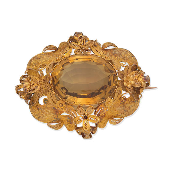 Bonhams : CITRINE BROOCH,