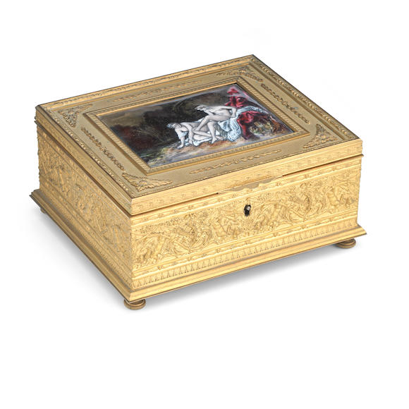 Bonhams : An ormolu and Limoges enamel mounted casket 19th Century