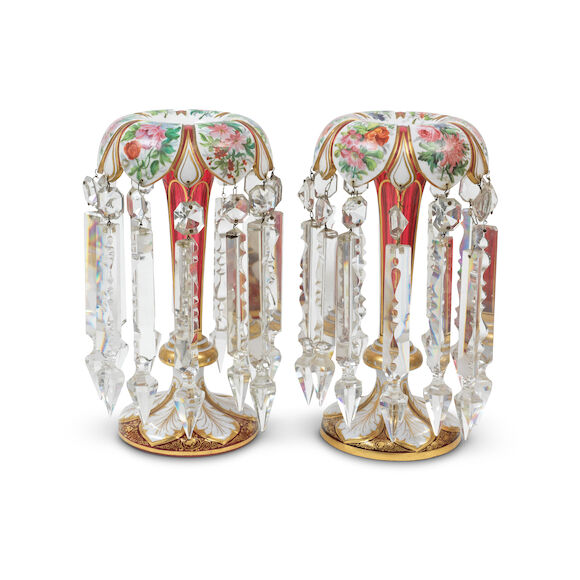 Bonhams : A pair of late 19th century Bohemian overlaid ruby glass ...