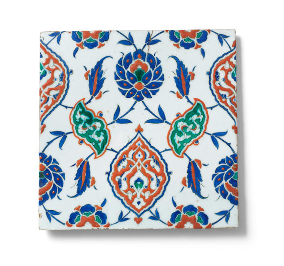 Bonhams : An Iznik pottery tile Turkey, circa 1575