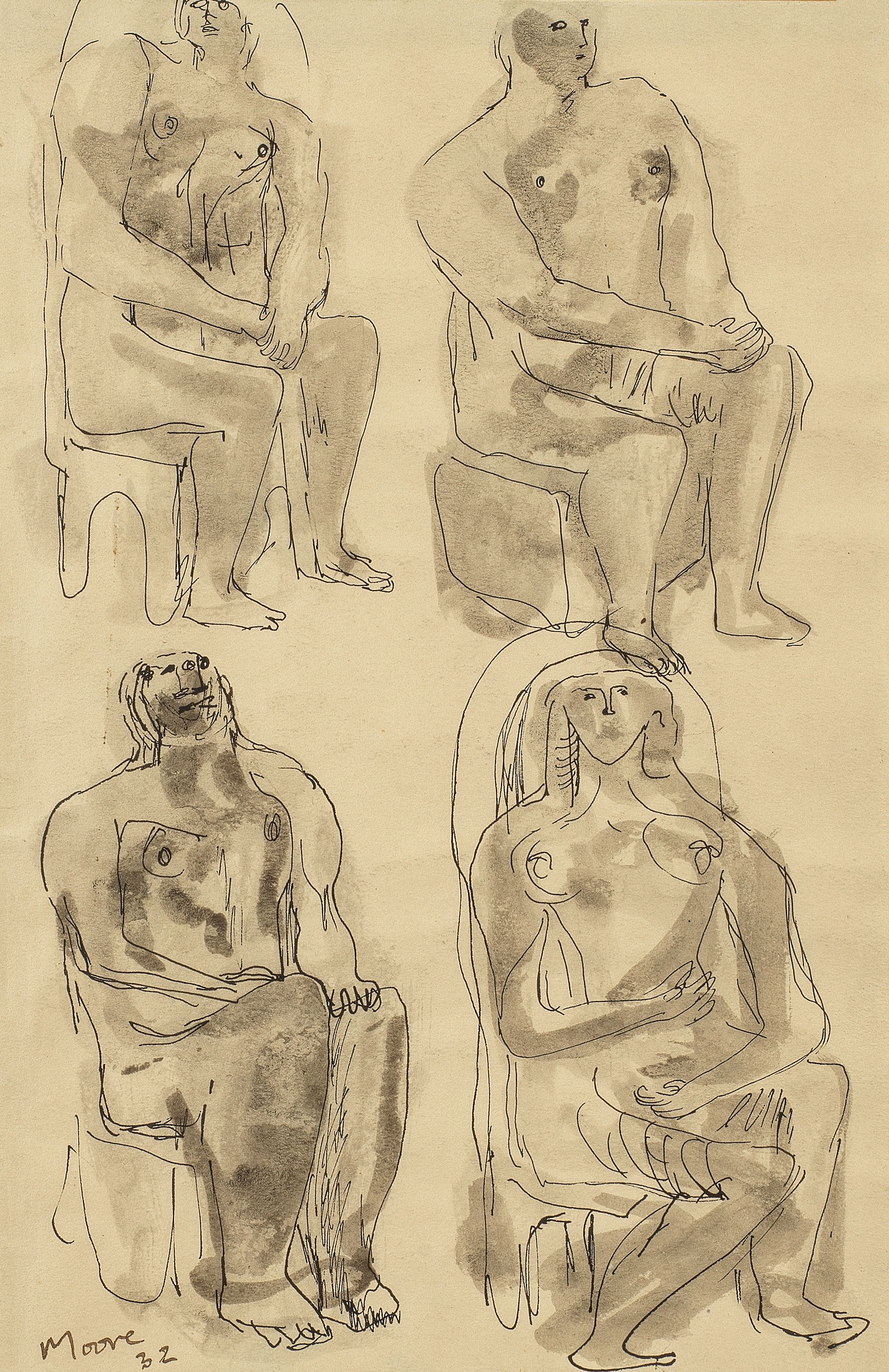 Four Seated Figures