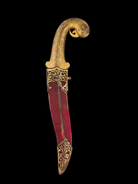 Bonhams : A gilt-copper hilted steel 'tears of the afflicted' dagger ...