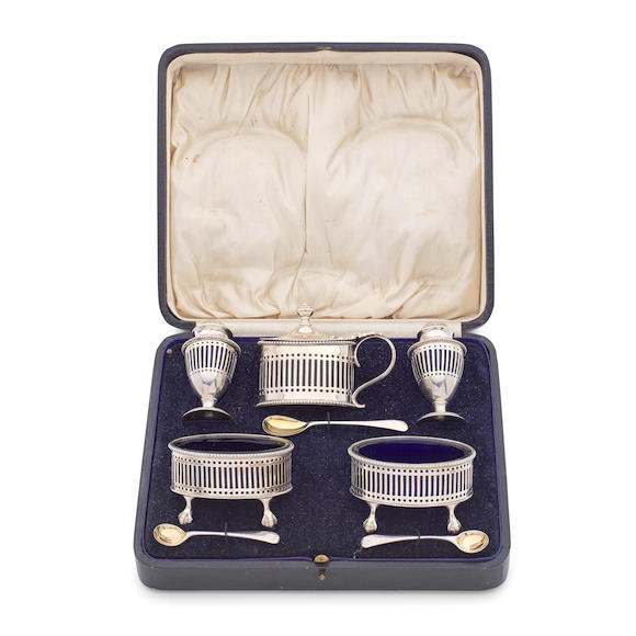 Bonhams : A cased silver five-piece condiment set R Comyns, London 1926 ...