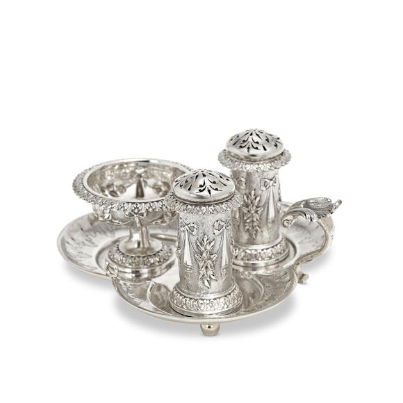 Bonhams : A Victorian silver-gilt condiment set George Fox, London 1869