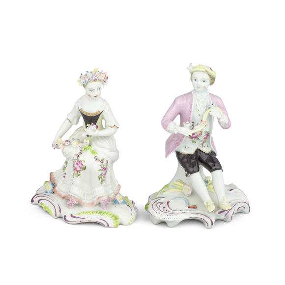 Bonhams : A good pair of Longton Hall figures of Spring and Summer ...