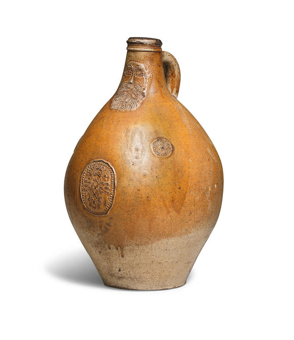 Bonhams : A Frechen stoneware armorial Jug (Bellarmine), second half ...