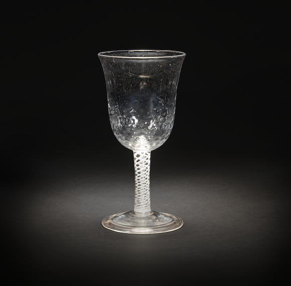 Bonhams : A rare and unusual opaque twist goblet, circa 1765