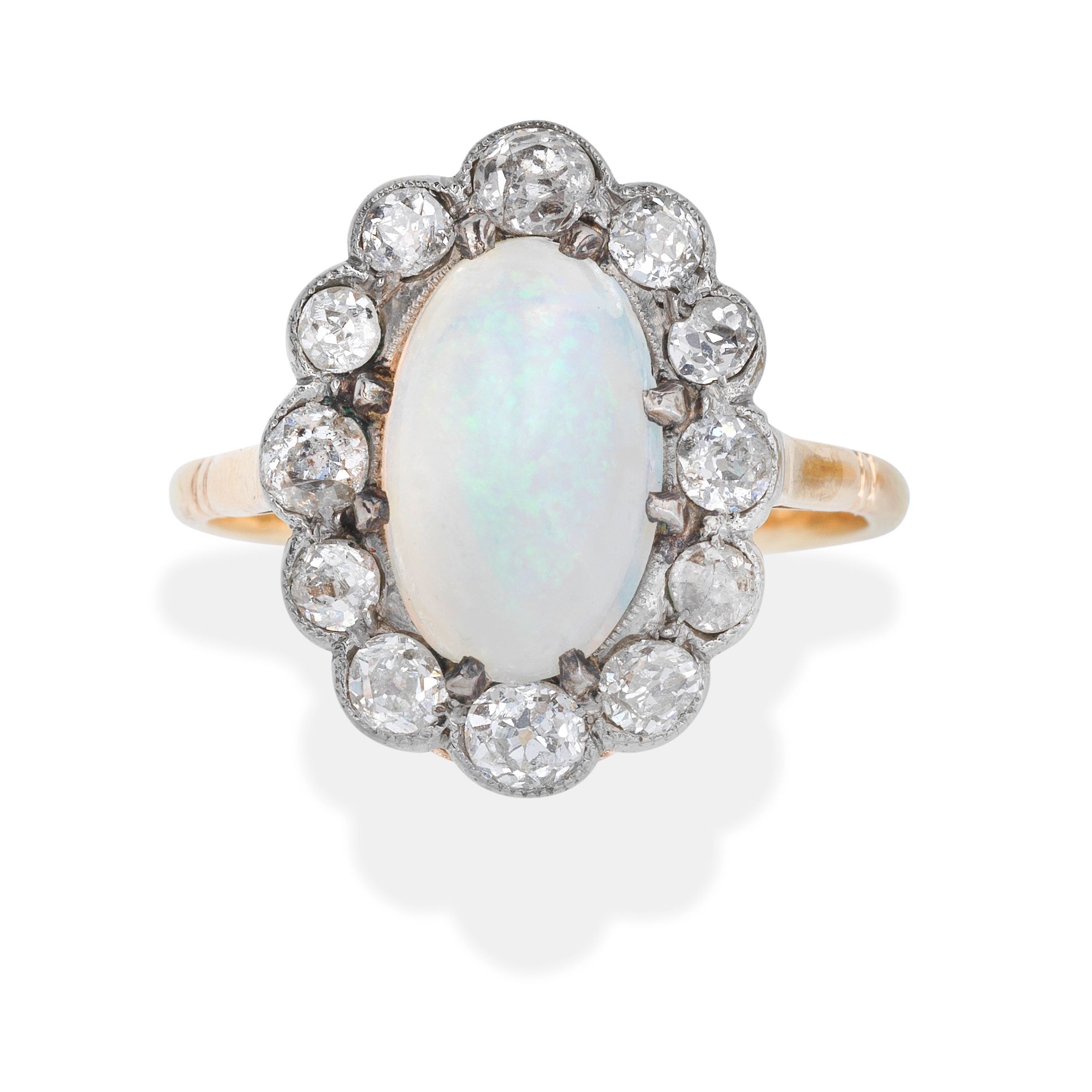 OPAL AND DIAMOND CLUSTER RING