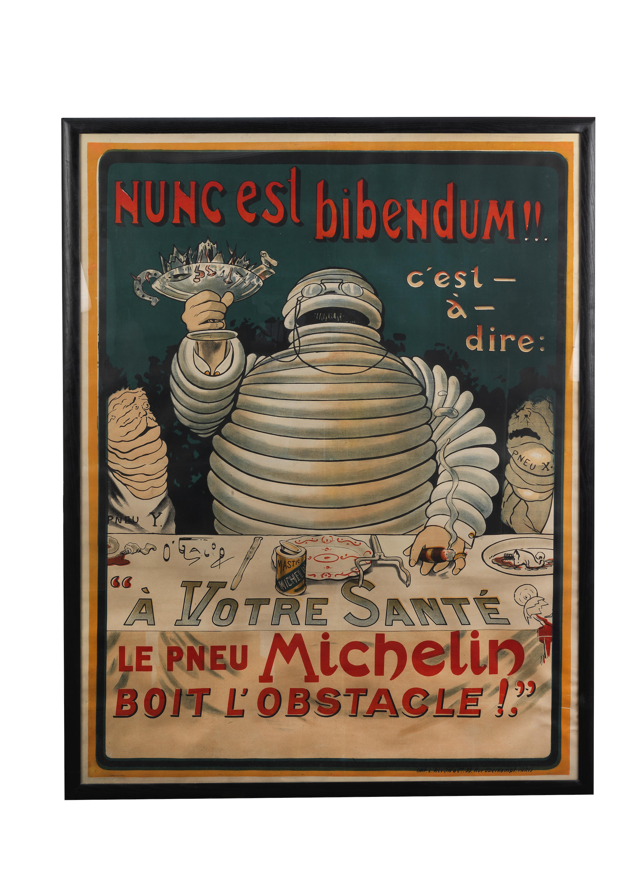 Bonhams Cars : A rare 1898 'Nunc est Bibendum' Michelin poster after O ...