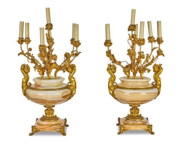 Bonhams : A pair of late 19th/early 20th century French gilt bronze and ...