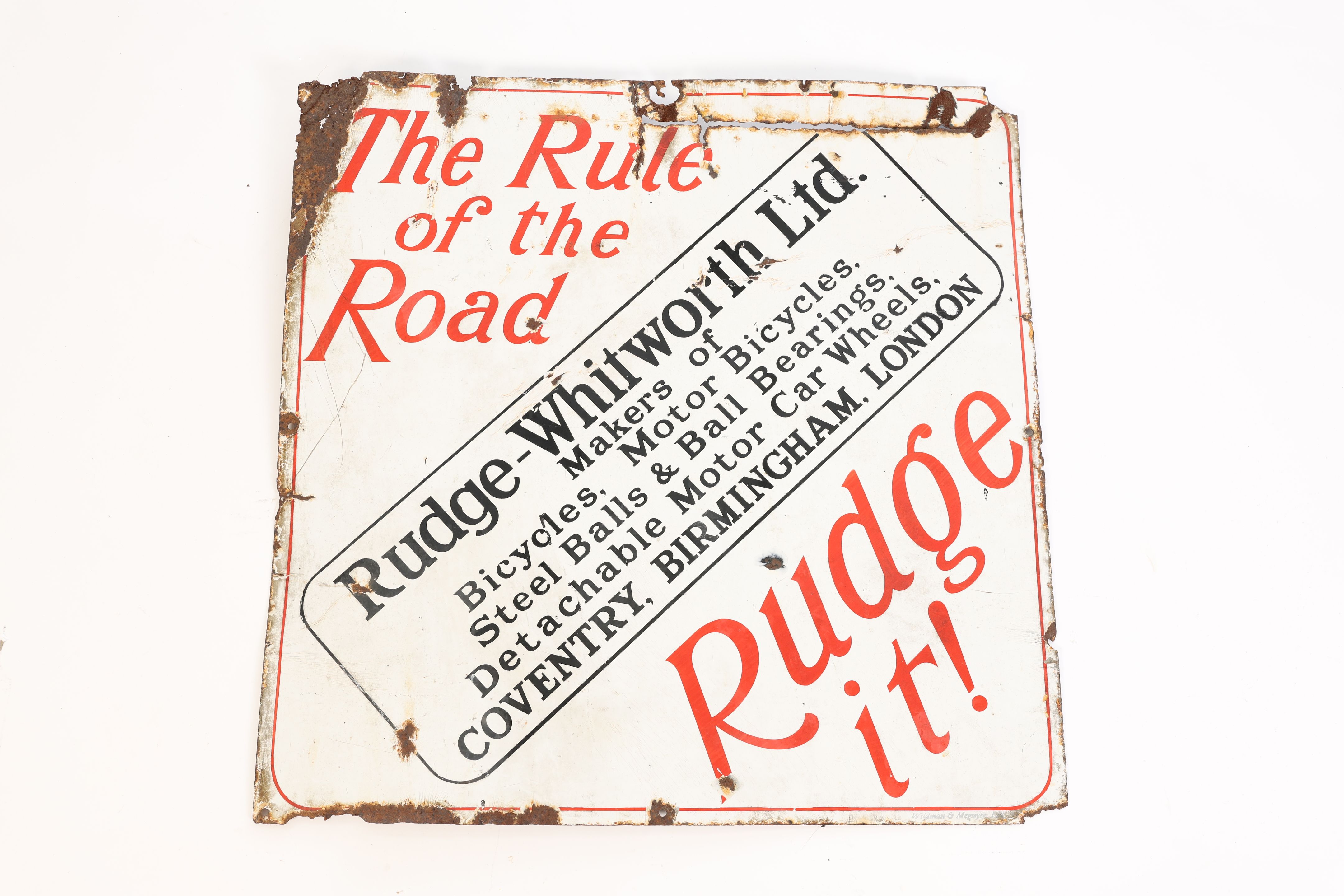 Bonhams Cars : A Rudge Motorcycles enamel sign