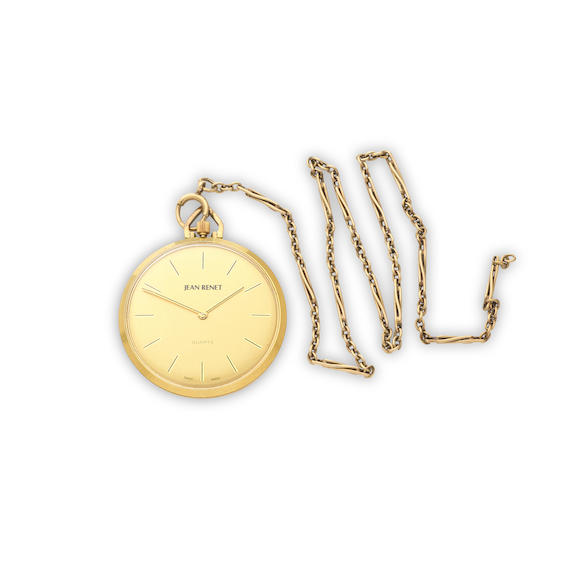 Bonhams Jean A gold plated quartz open face pocket watch with