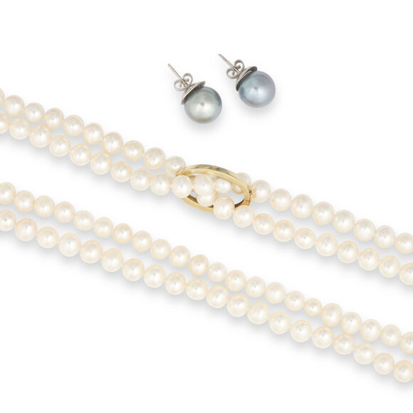 Parure De Bijoux En Perles De Culture Avec Certificat D'authenticité - Collier Et Bracelet