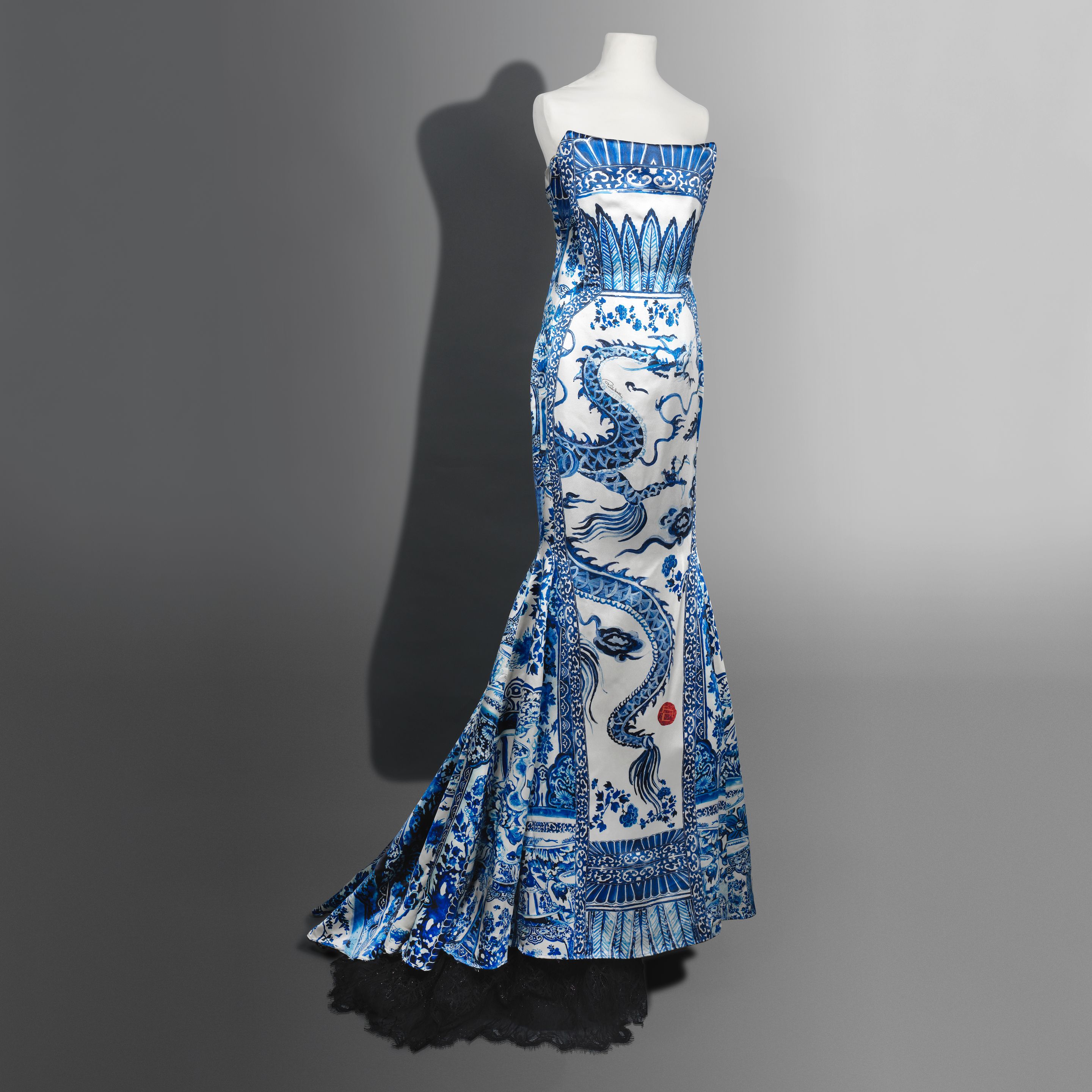 Bonhams : Roberto Cavalli (1940-2024) A Blue and White 'Ming' Vase Dress,  Autumn/Winter 2005