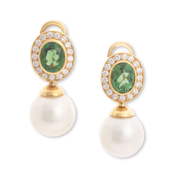 Boucles D'oreilles Argent Et Tourmaline Rose Avec Perle De Culture - Marque Rosemimosa, Neuf